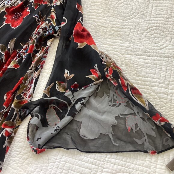 XSCAPE Silk Burnout Velvet Kimono Cardigan Jacket Women Plus Size 20W Long Flowe - Picture 6 of 16